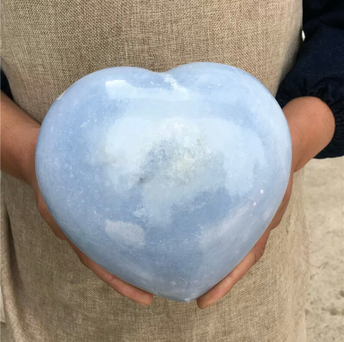 Natural Blue Calcite Gemstone Quartz Heart