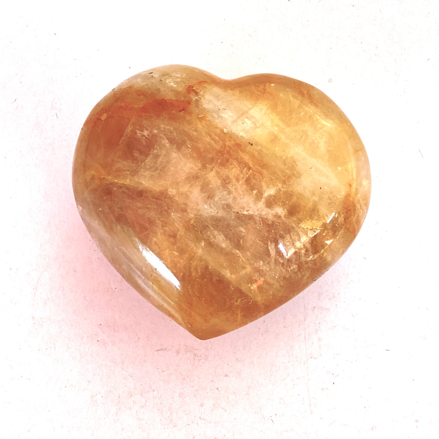 Natural Yellow FIRE QUARTZ Hematoid Polished Heart Stone