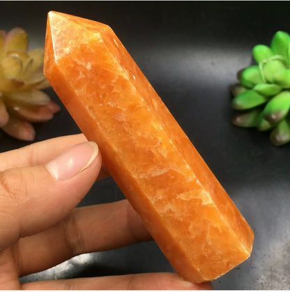 Natural Orange Calcite Crystal Wand