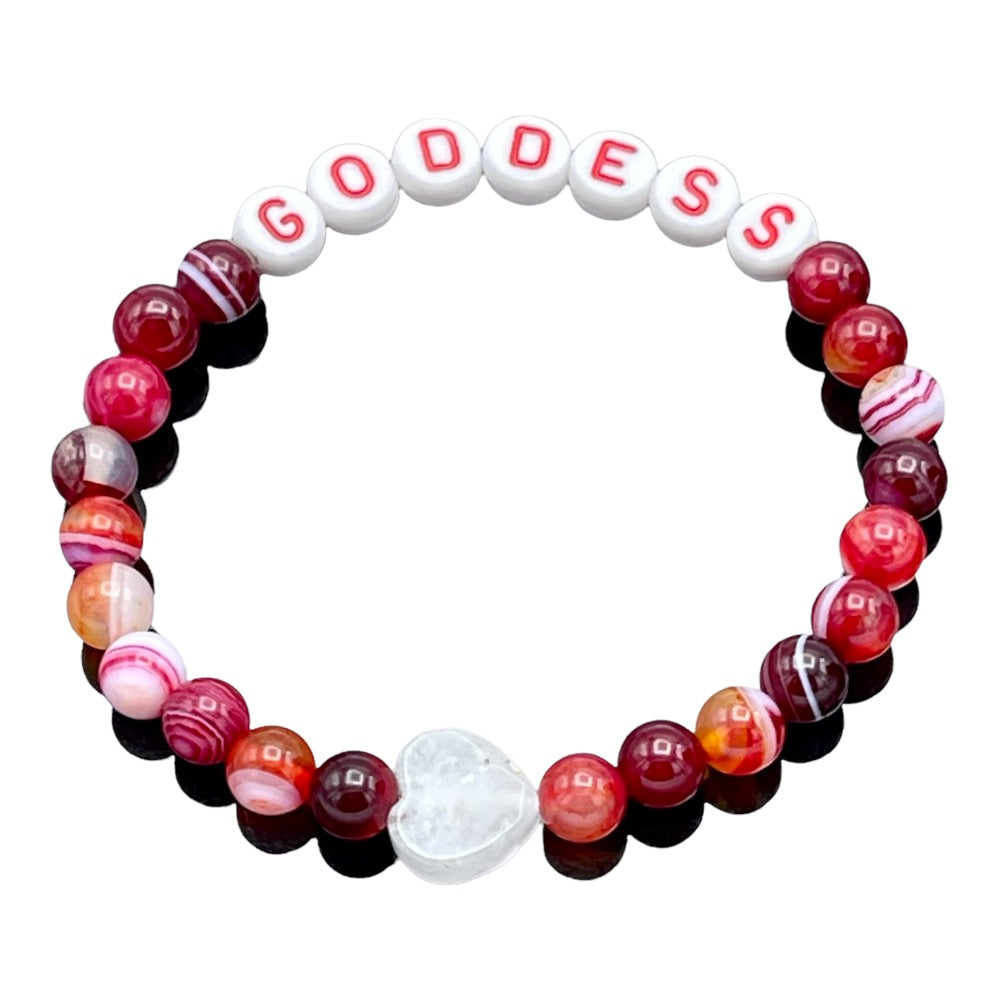 Red Banded Agate and Quartz Bracelet