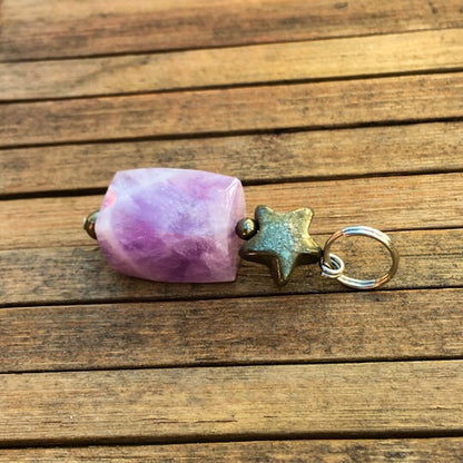Gemstone Pet Charm with Amethyst and Pyrite