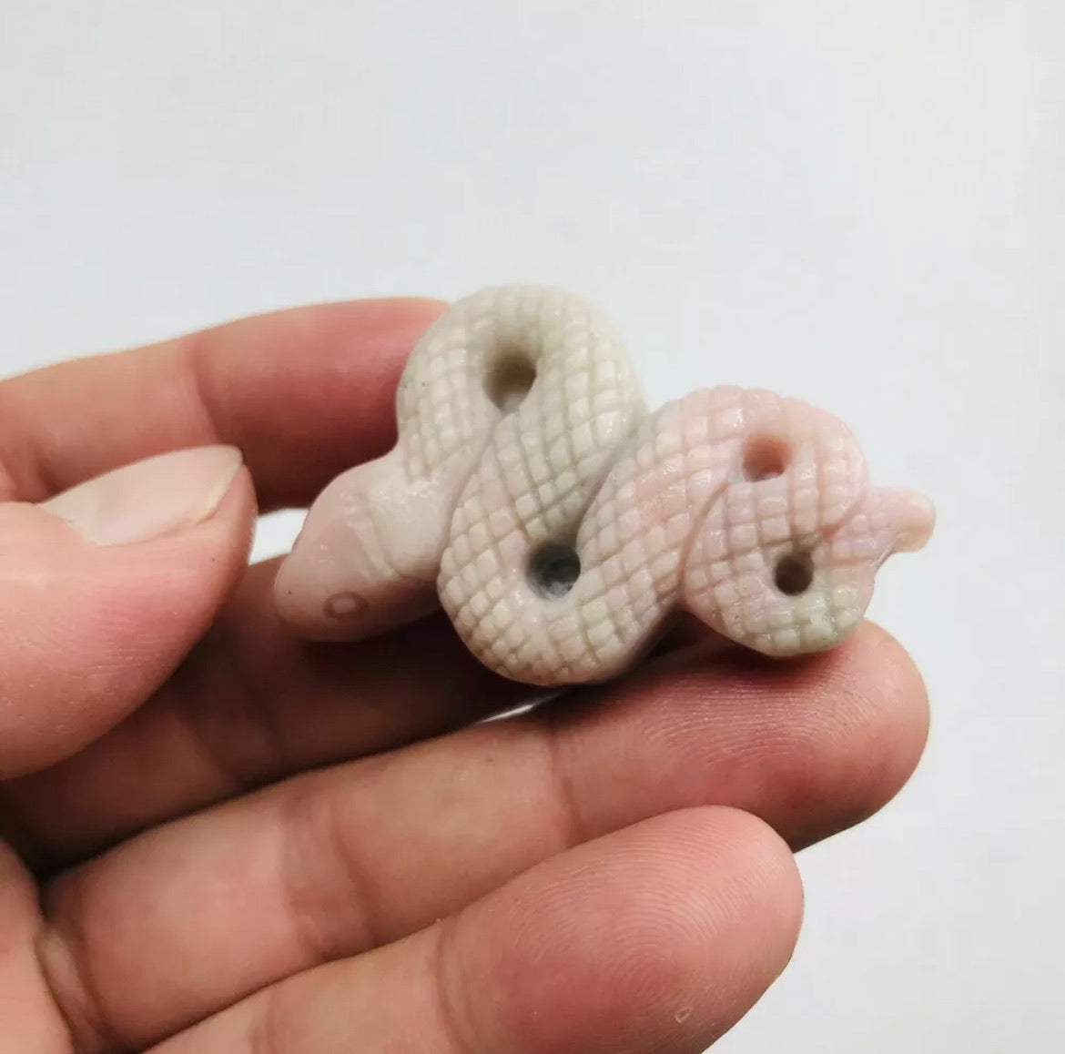 Natural Pink Opal Carved Snake