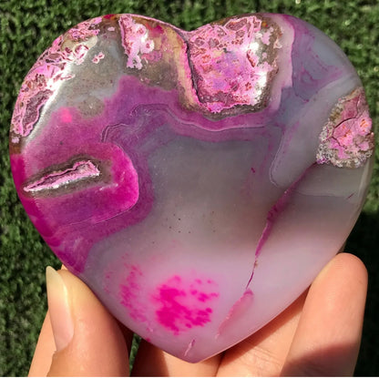 Pink Agate Geode Heart
