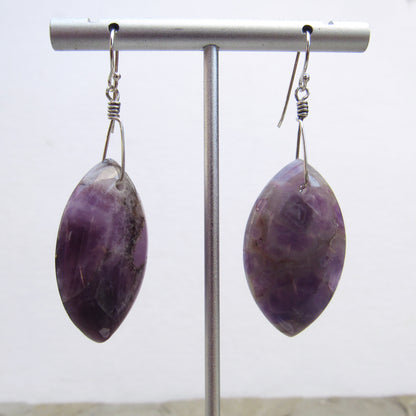 Hand Wrapped Amethyst gemstones with Sterling Silver Drop Earrings