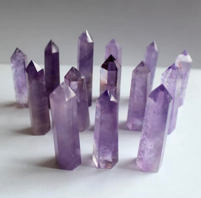 Natural Purple Amethyst gemstone Quartz Crystal Point Wand