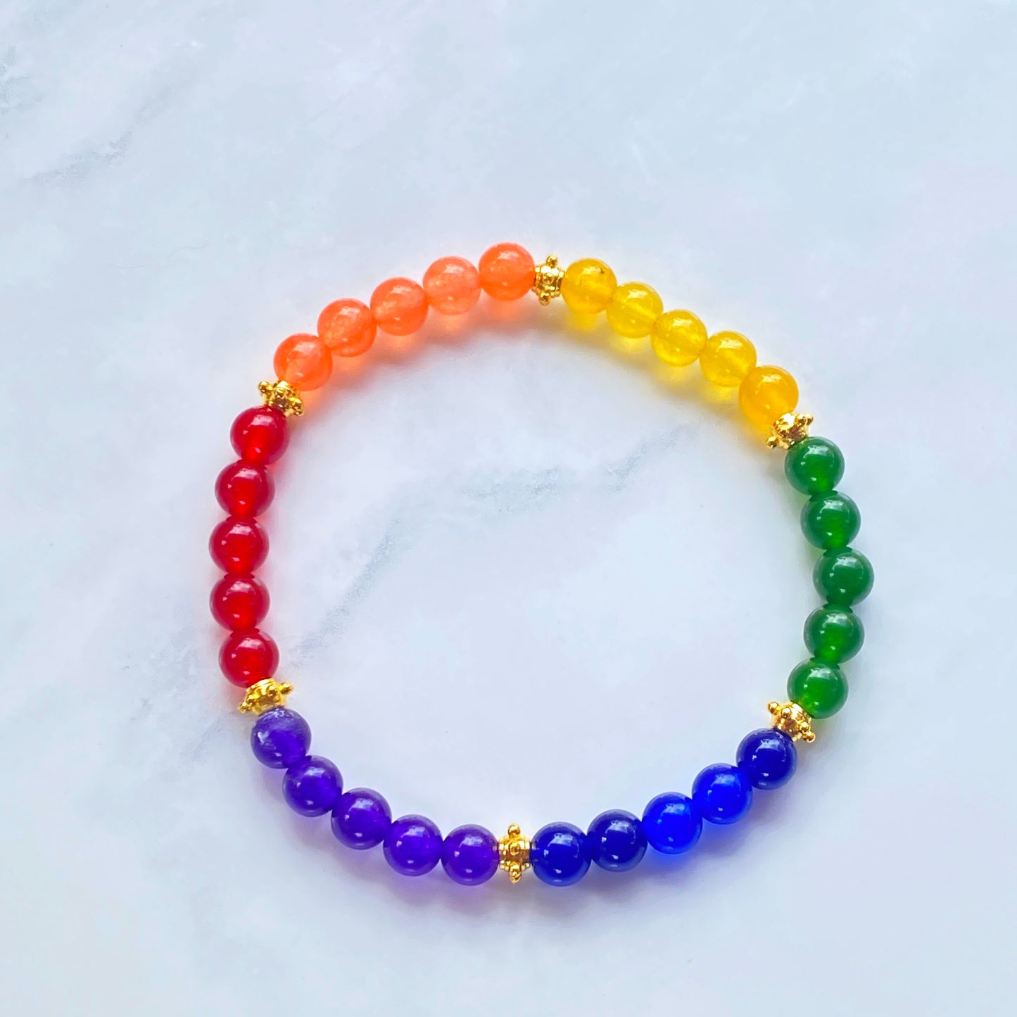 Rainbow of Jade gemstone Pride Bracelet