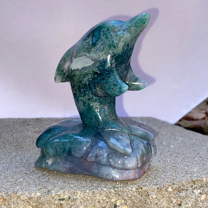 Green Moss Agate Dolphin