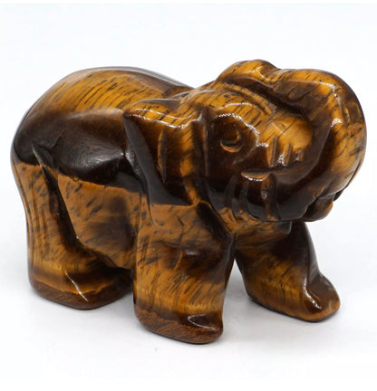Natural Yellow Tiger Eye Gemstone  Hand-Carved Elephant Gift