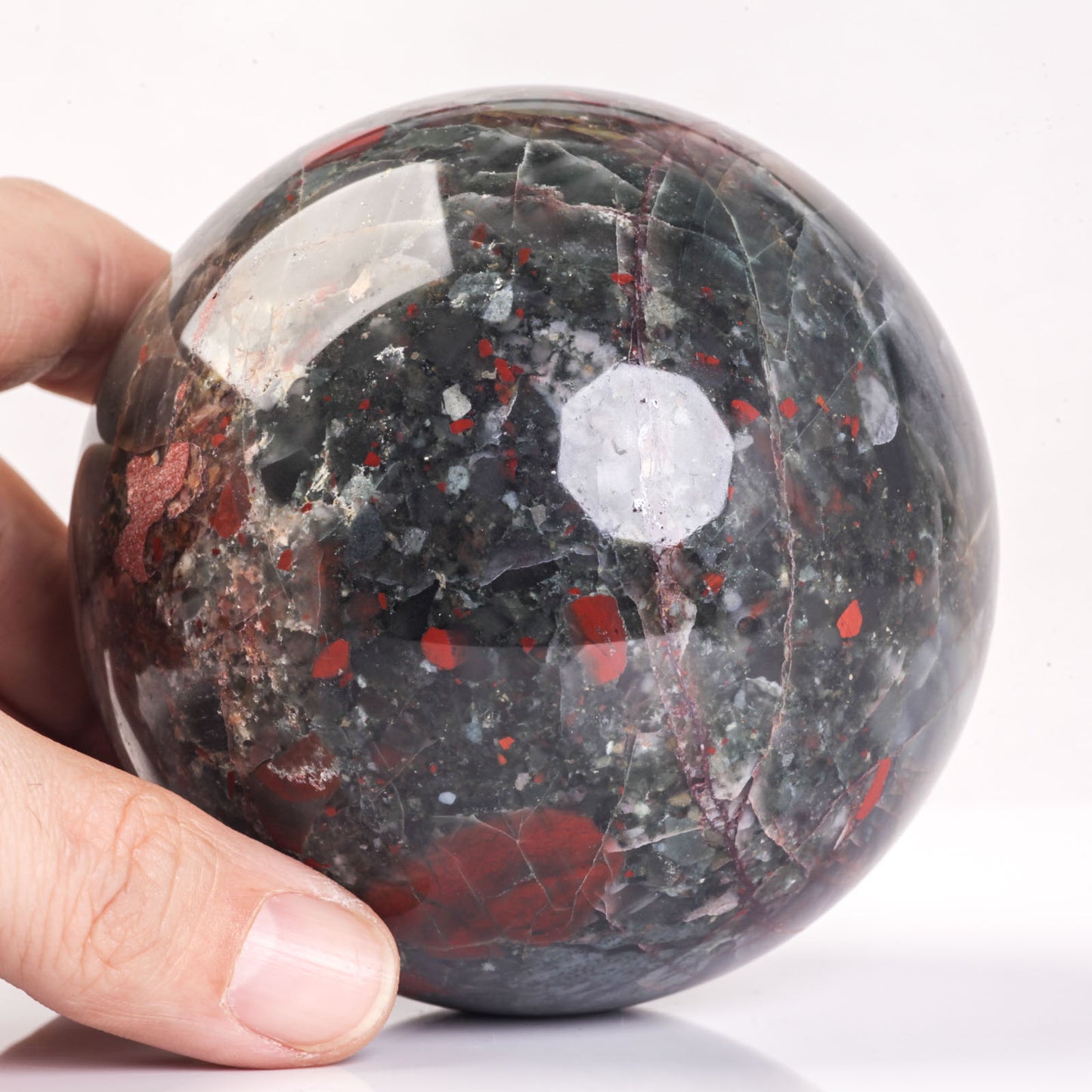 Natural African Bloodstone semiprecious gemstone crystal ball sphere reiki healing