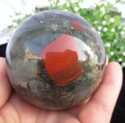 Natural African Bloodstone sphere semiprecious crystal gemstone