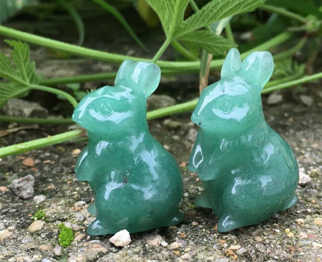 Natural Green Aventurine Bunny Rabbit Figurine