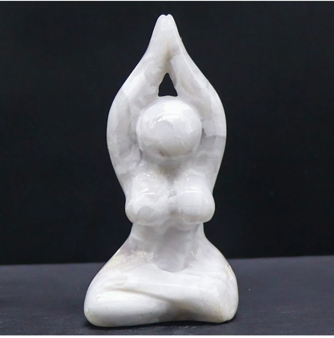Natural White Agate Crystal Yoga Figurine