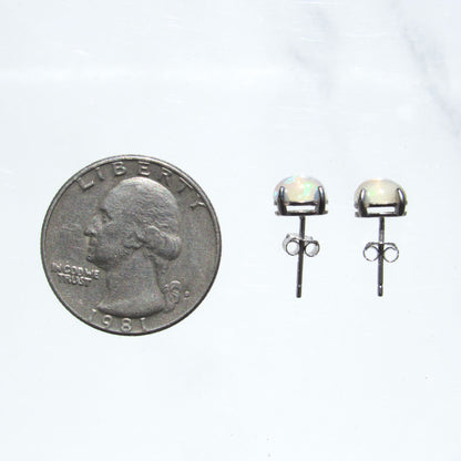 Opal gemstones and sterling silver stud earrings