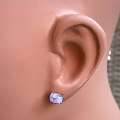Moonstone gemstone and Sterling Silver Stud Earrings