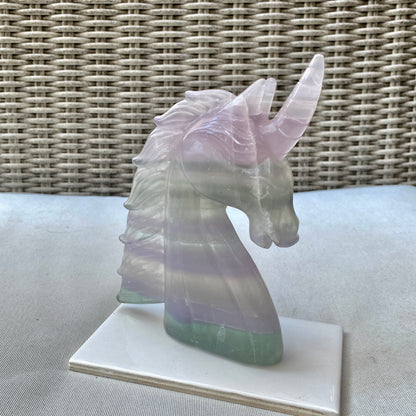 genuine Fluorite gemstone carved Unicorn
