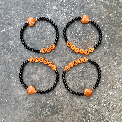Kid’s Halloween gemstone Phrase bracelets