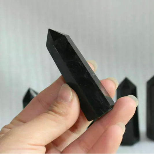 Natural Rock Black Obsidian Gemstone Healing Crystal Point Wand