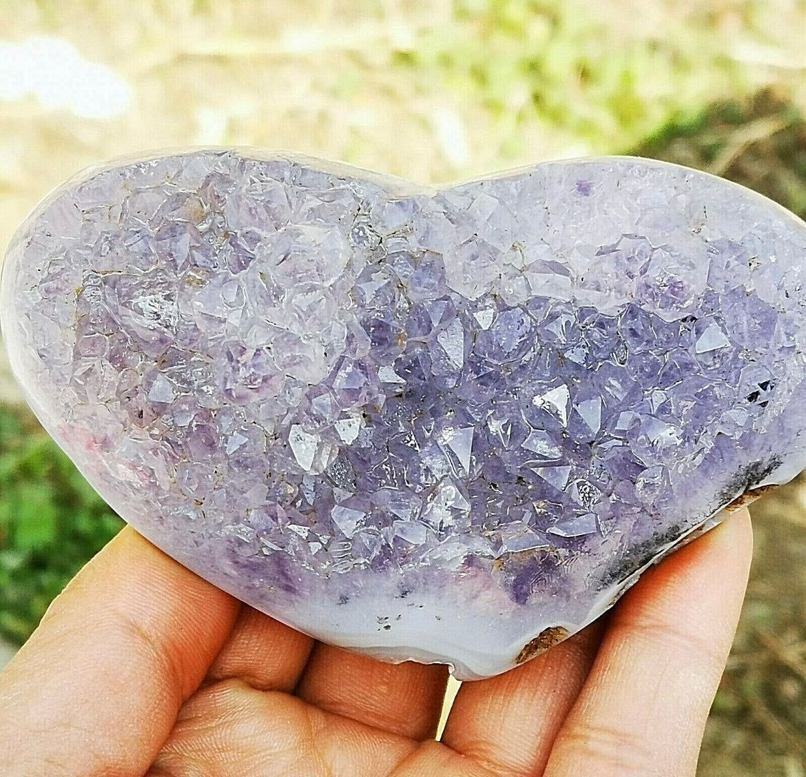 Natural purple agate gemstone Heart