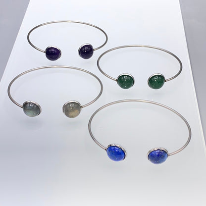 Gemstone Open End Cuff Bracelets