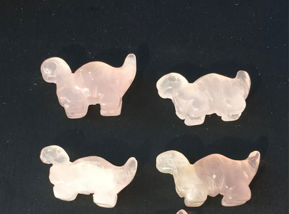 Natural Rose Quartz Crystal Dinosaur Figurine