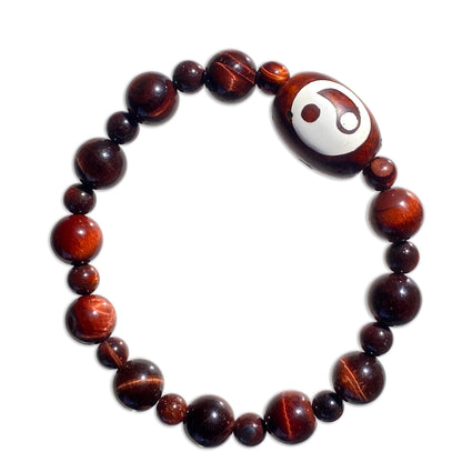 Tiger’s Eye gemstone and Tibetan Agate bracelet