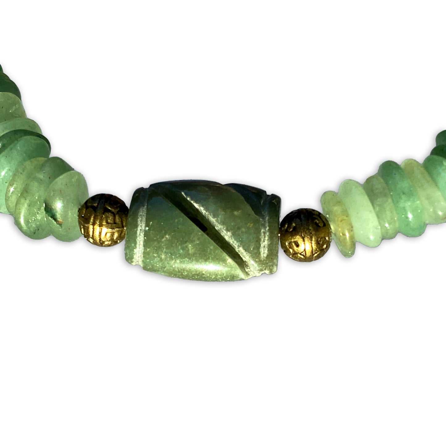 Green Aventurine gemstone with brass accents Bracelet