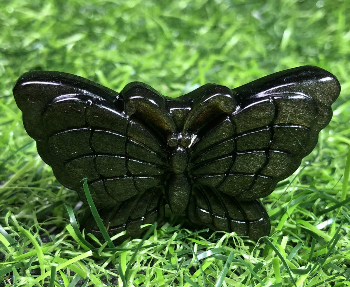 Natural Gold Obsidian Butterfly