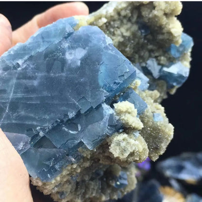 Rare Transparent Blue Cube Fluorite gemstone & Crystal Mineral Specimen