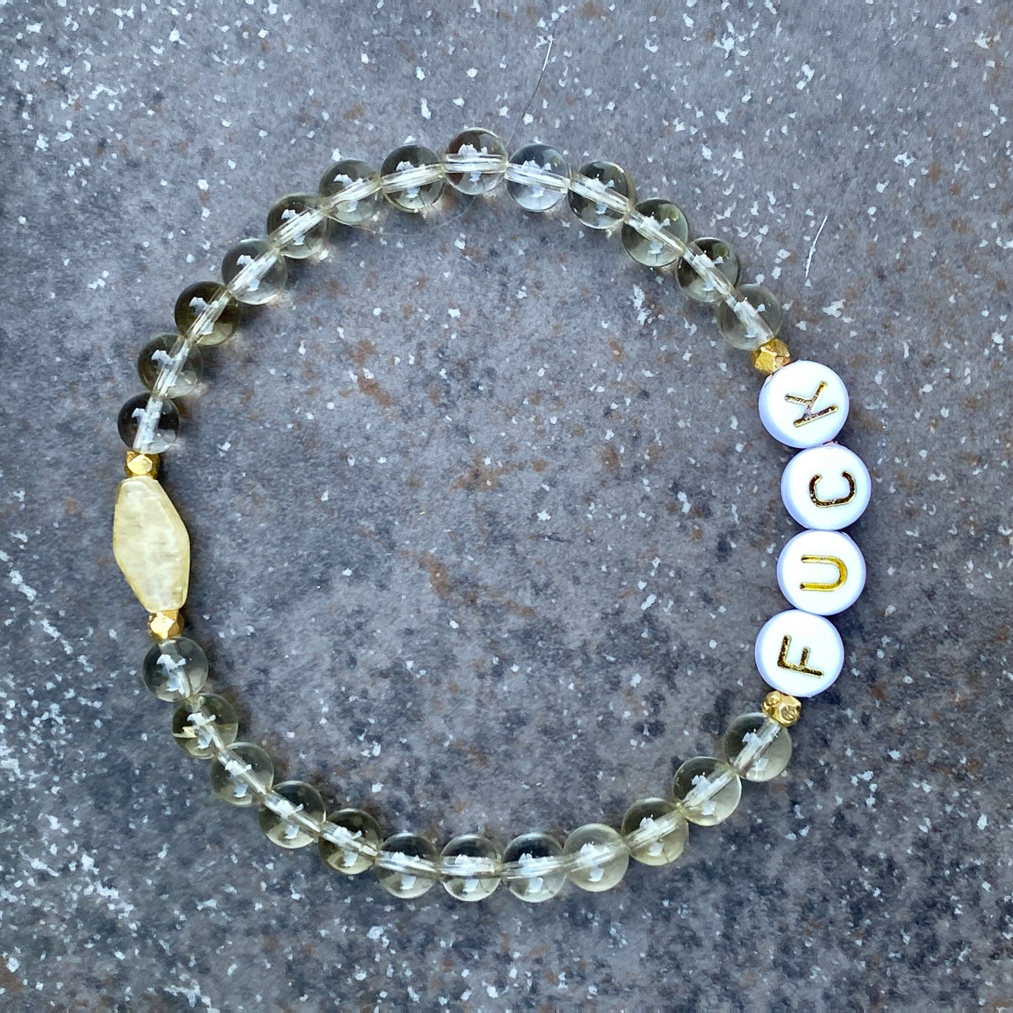 Women’s lemon quartz, gold fill, and yellow calcite "curse" Bracelet