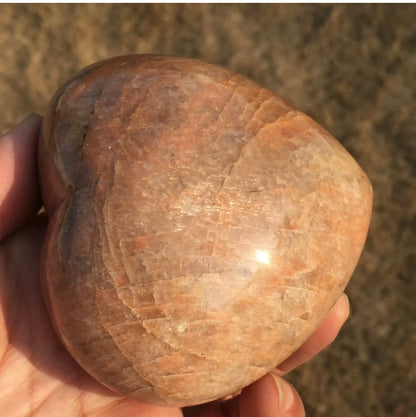 Natural Orange Moonstone Crystal Heart Shaped Stones Healing Specimen Decor Gift