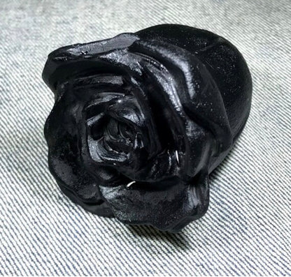 Natural Black Obsidian gemstone carved Rose