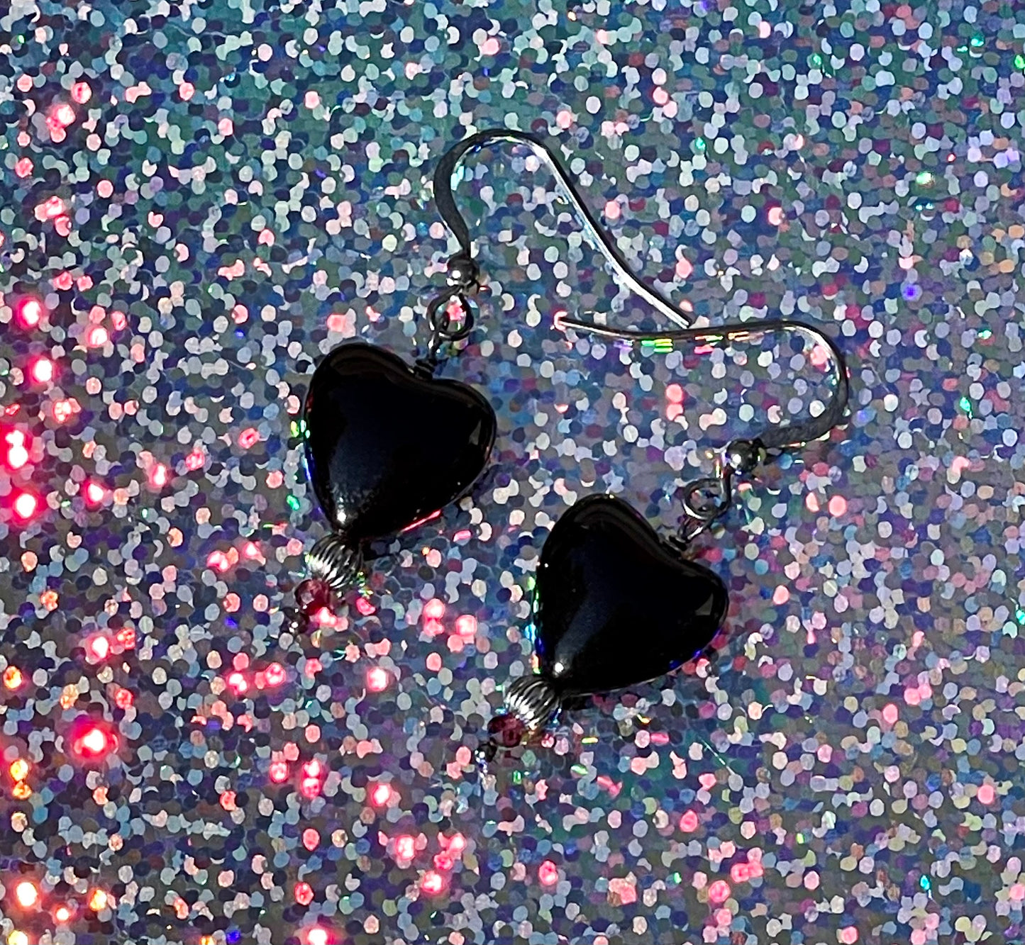 Black Heart Drop Dangle Earrings