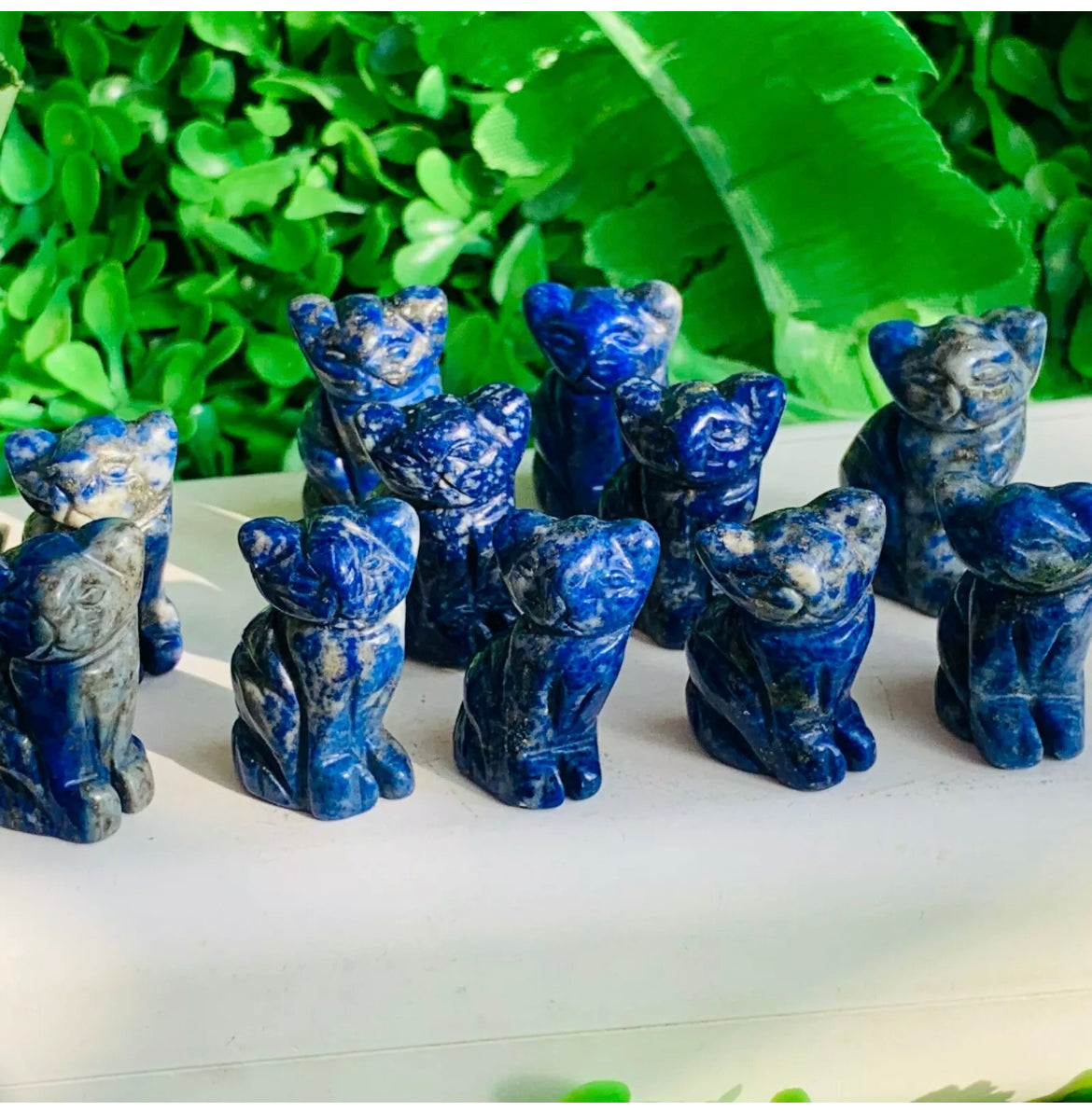 Natural lapis lazuli kitty cat carved crystal