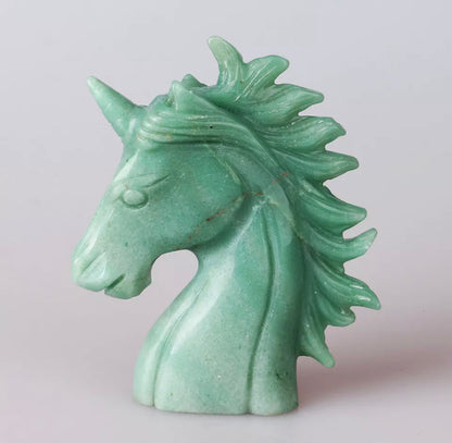 Natural Green Aventurine Unicorn Head