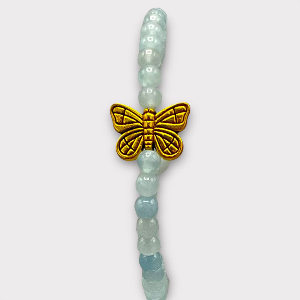 Aquamarine and Gold Butterfly Bracelet