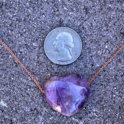 Amethyst Heart on Copper Necklace