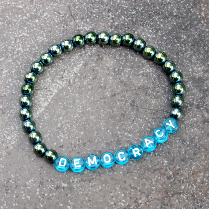 Democracy gemstone Stretch Phrase Bracelet