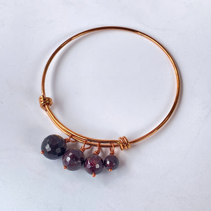 Garnet gemstone adjustable bangle