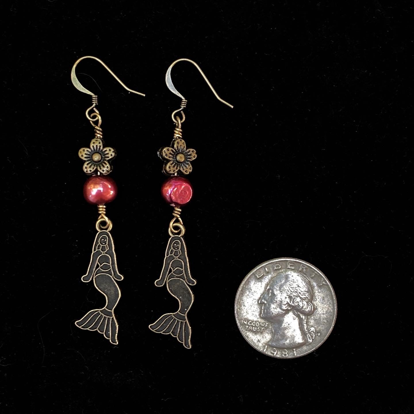 Mermaid and Pearl Dangle earrings
