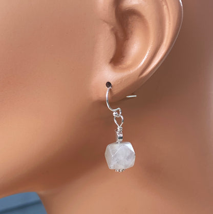 Labradorite gemstones with silver Moon Dangle earrings