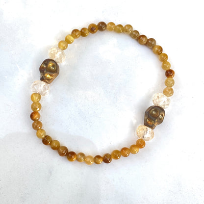 Tiger eye, Citrine, Gold Hematite gemstone stretch bracelet