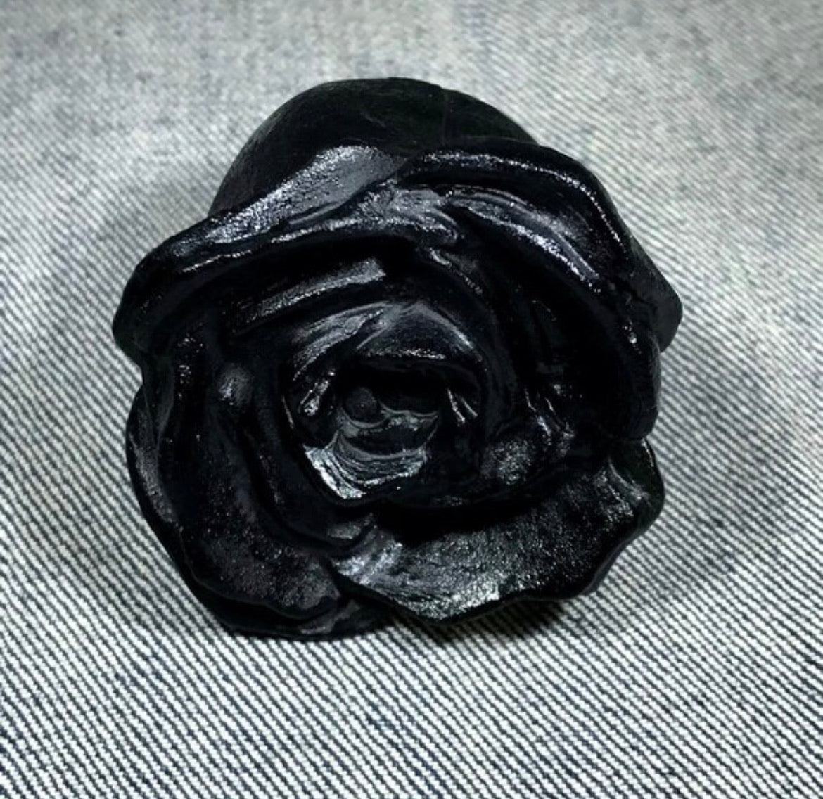 Natural Black Obsidian gemstone carved Rose