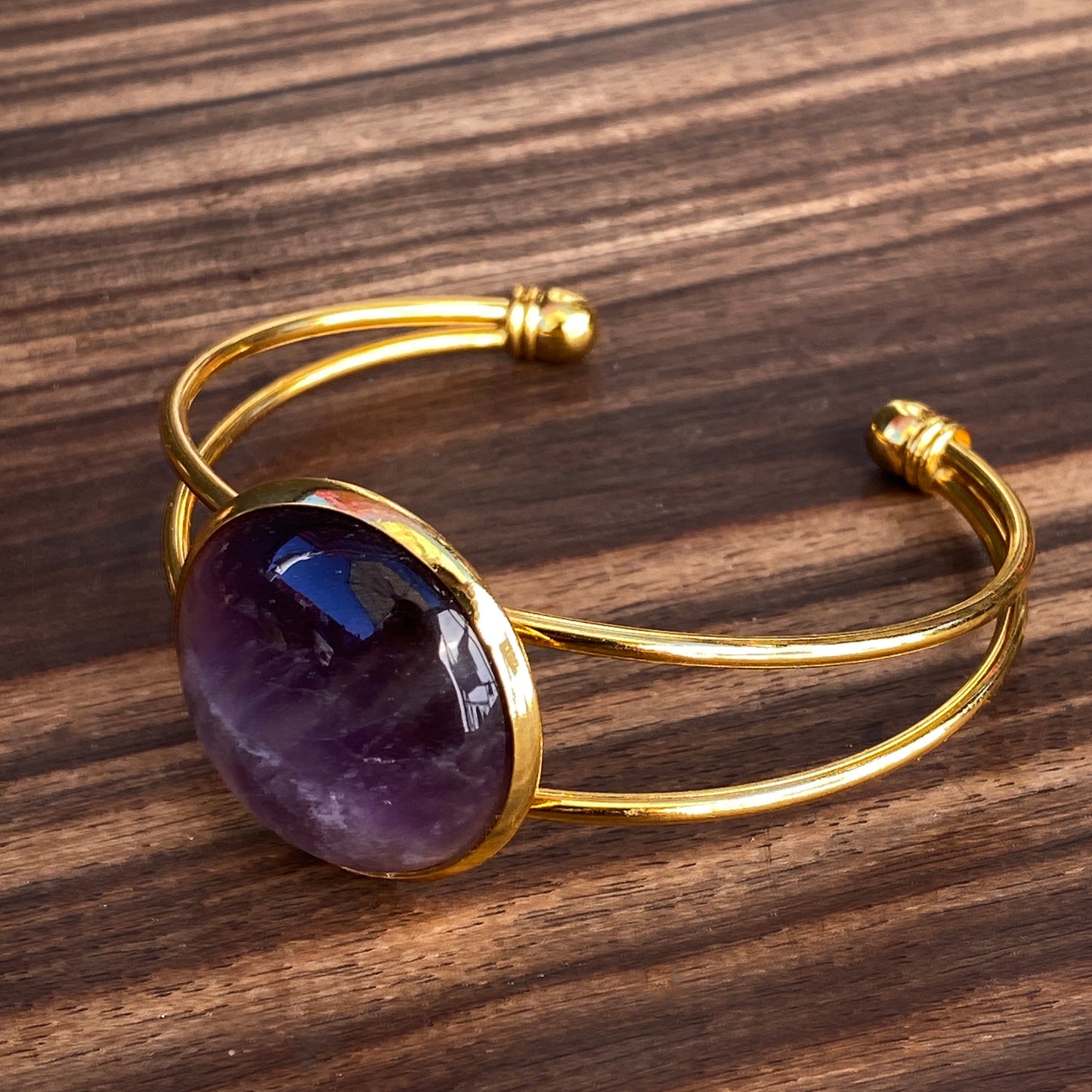 Gold Plated Cuff bracelet with Genuine Gemstones