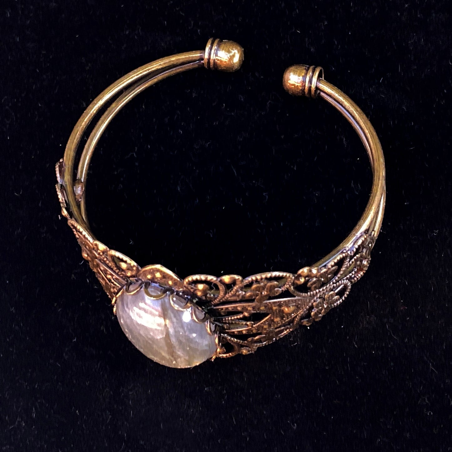 Labradorite Gemstone and Brass Cuff Bracelet