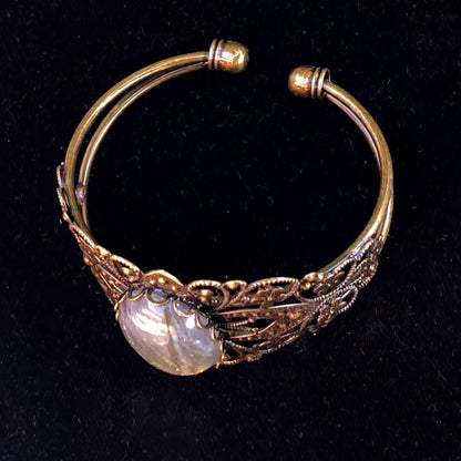 Labradorite Gemstone and Brass Cuff Bracelet