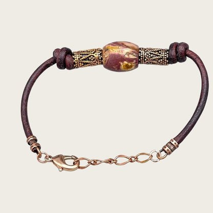 Mookaite Leather Bracelet