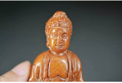 Natural Brownish Red Jade Buddha Figurine