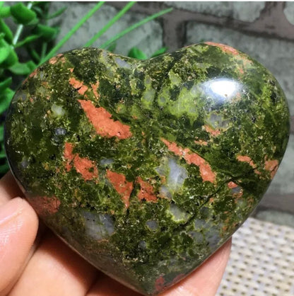 Natural Unakite gemstone carved Heart