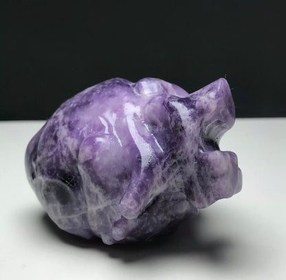 Natural lepidolite aka lilac stone Crystal Mineral Specimen. Hand-carved.Exquisite Heart organ gemstone semiprecious