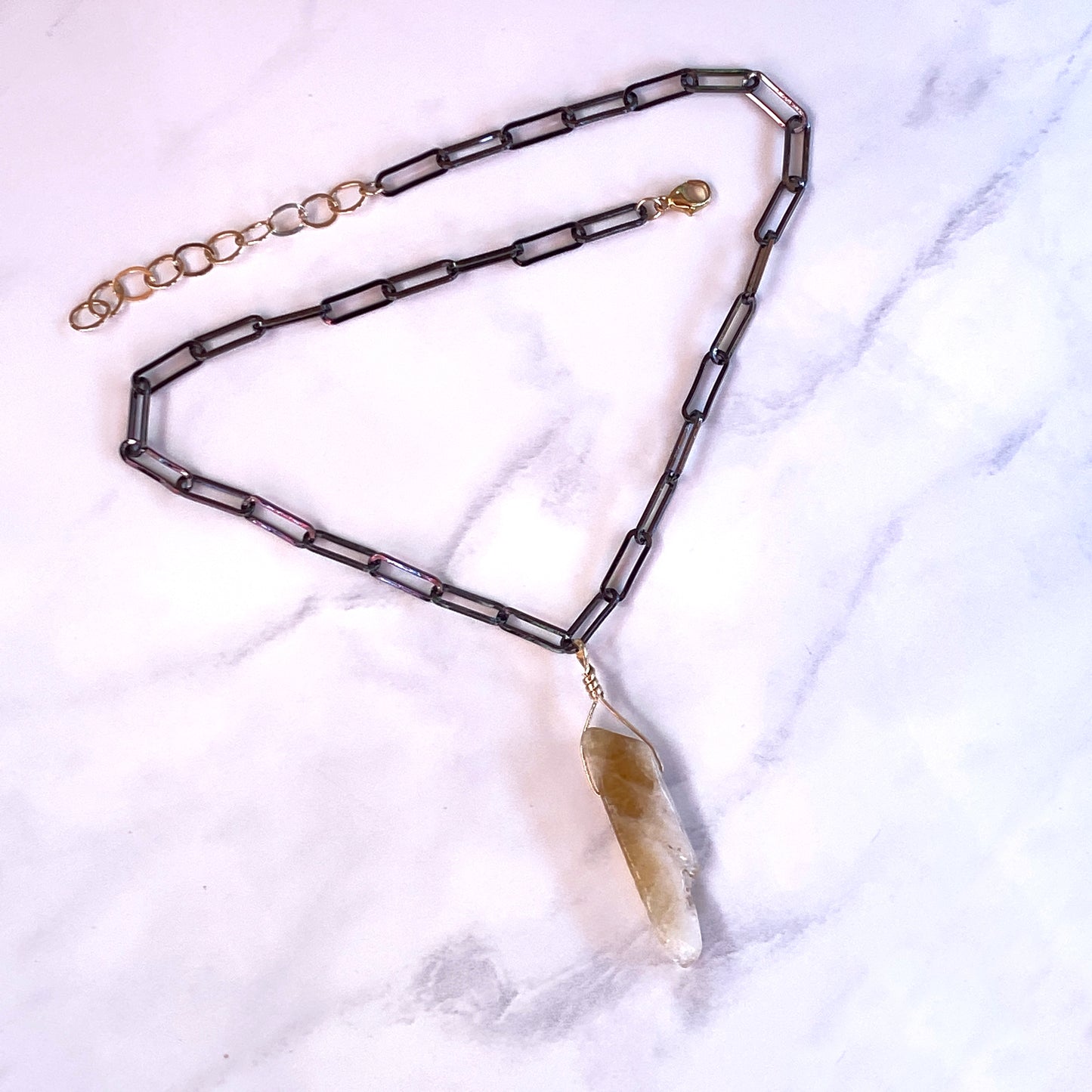 Raw Citrine Gemstone chain Necklace
